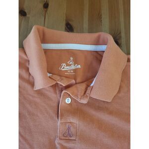Pendleton Polo Shirt Mens Medium Orange‎ Short Sleeve Casual Cotton Adult *